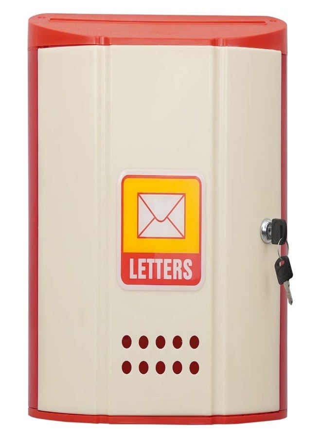 ALKOSIGN Letter Box/Mailbox (White, Red) - Secured Plastic Letter Box for Indoor & Outdoor, Hanging Suggestion Box for Office, Banks, Hostel, Hospital, Home, Society, Large A4 Size Post Box - Image 1